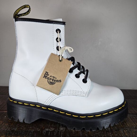 NEW Dr. Doc Martens 1460 Quad Womens Size 6 Lace Up Boots White Leather 26499 - Picture 5 of 12